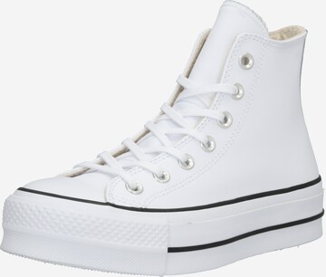 Baskets hautes 'CHUCK TAYLOR ALL STAR LIFT HI LEATHER' CONVERSE en blanc : devant