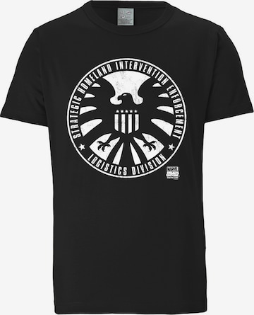 LOGOSHIRT T-Shirt "S.H.I.E.L.D." in Schwarz: predná strana