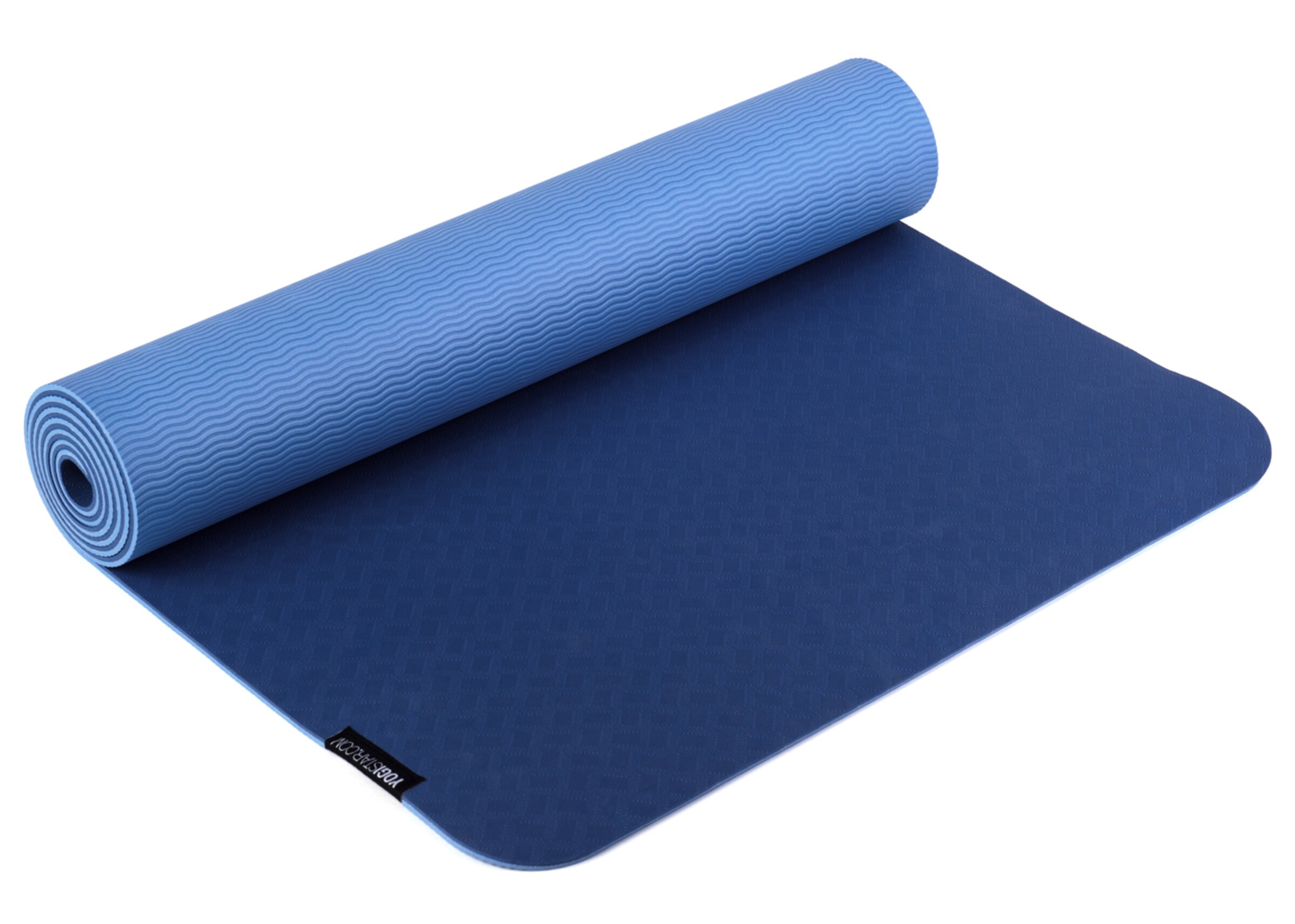 YOGISTAR.COM Yogamatte in Blau: Vorderseite