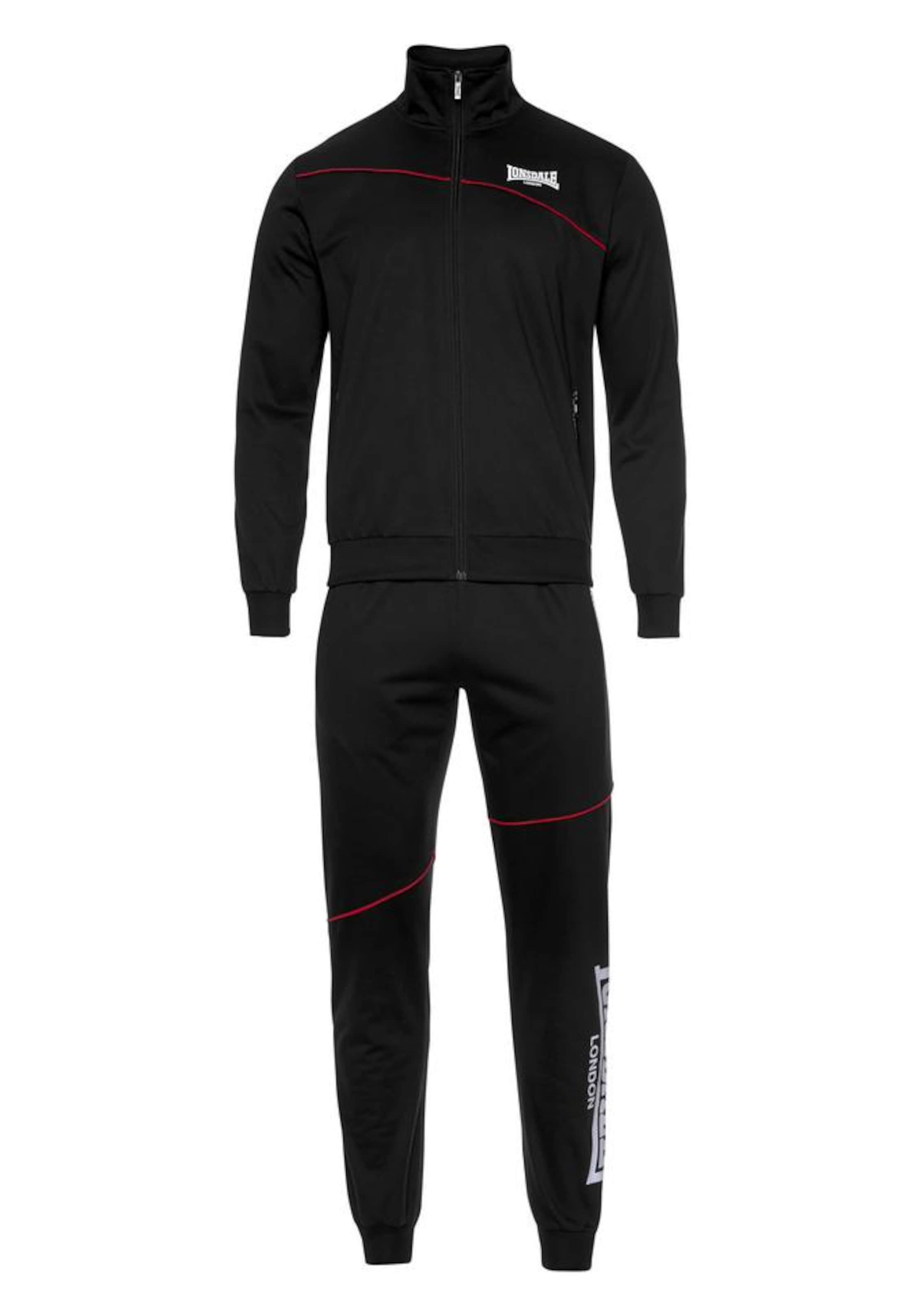 LONSDALE Juoksupuku 'Geddington' värissä musta: etupuoli