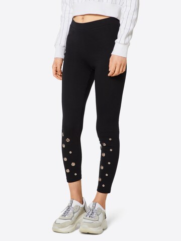 Skinny Leggings 'Eyelet' Urban Classics en noir : devant