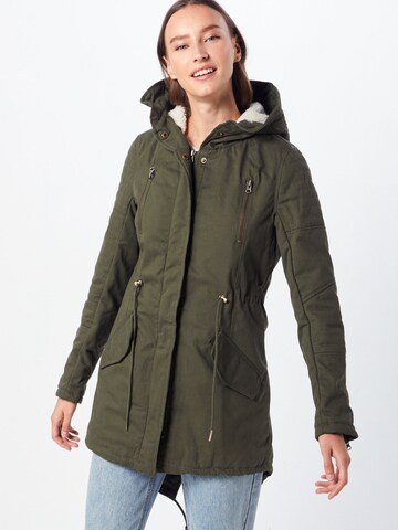 Parka mi-saison 'Sherpa' Urban Classics en vert : devant