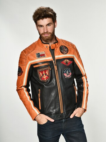 TOP GUN Lederjacke in Schwarz: Vorderseite