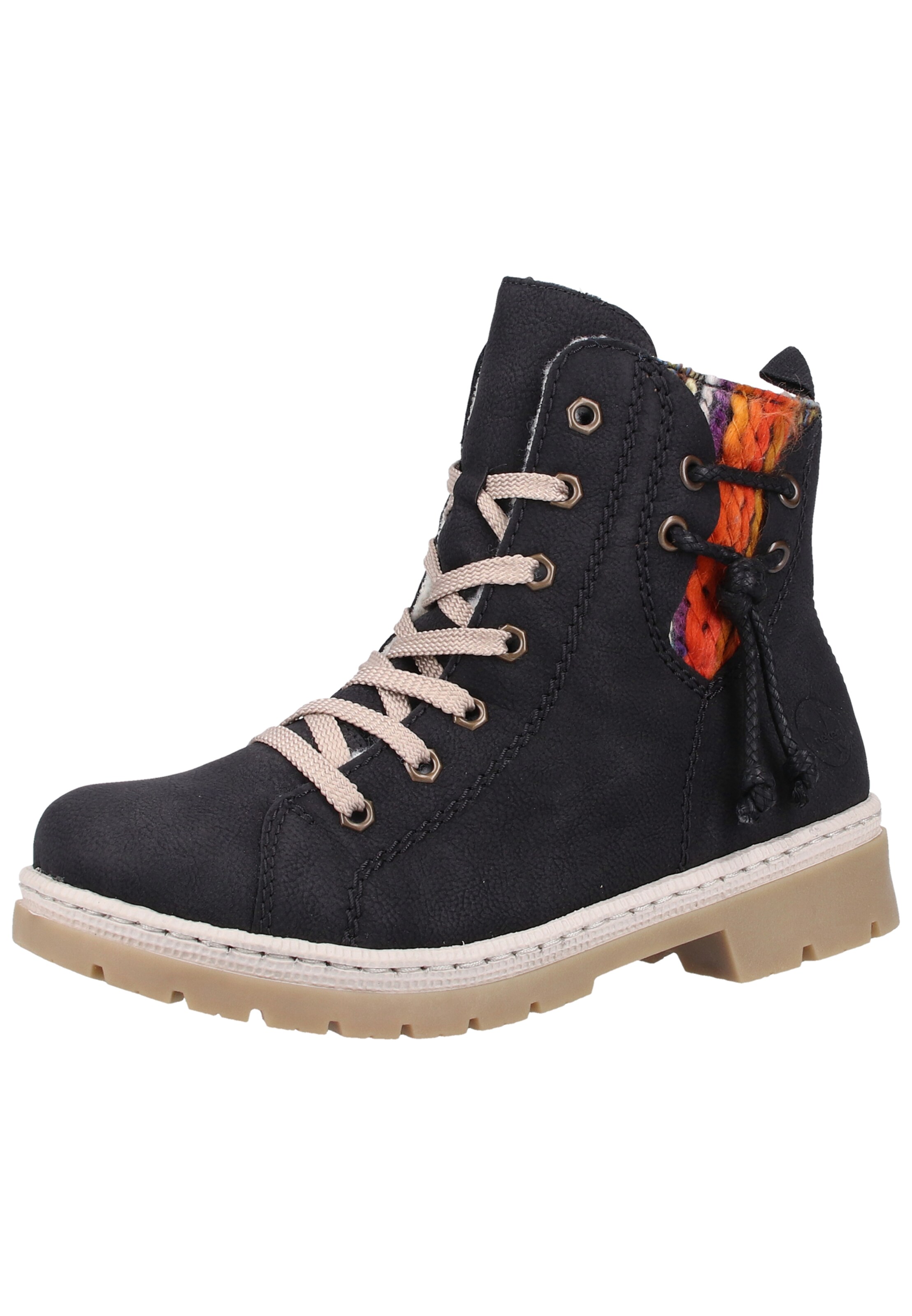 RIEKER - Veterlaarzen in de kleur Zwart