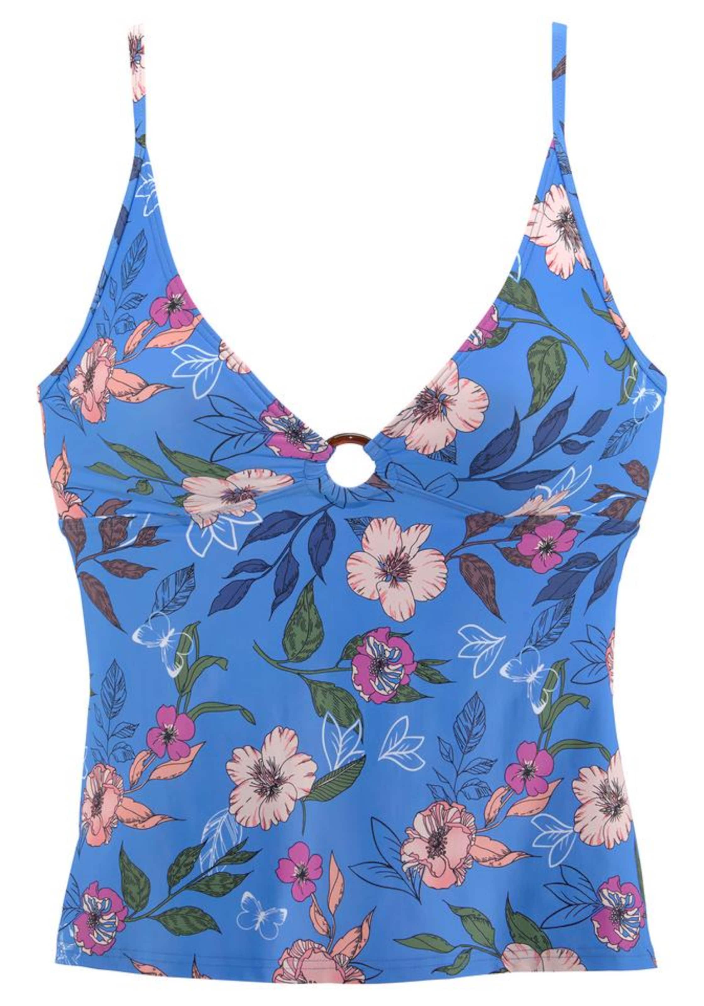 s.Oliver Bralette Tankini Top in Blue: front