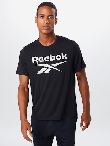 Coupe regular T-Shirt fonctionnel Reebok en noir : devant