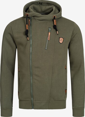 INDICODE JEANS Zip-Up Hoodie 'Elm' in Green: front