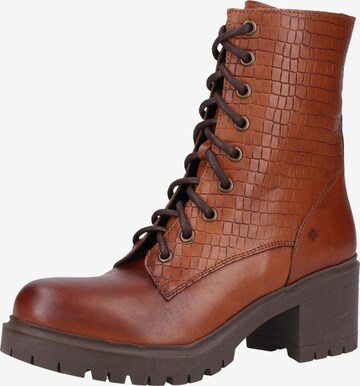 ILC Lace-Up Ankle Boots in Brown: front