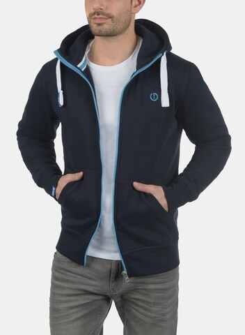 !Solid Zip-Up Hoodie 'Benn High-Neck' in Blue