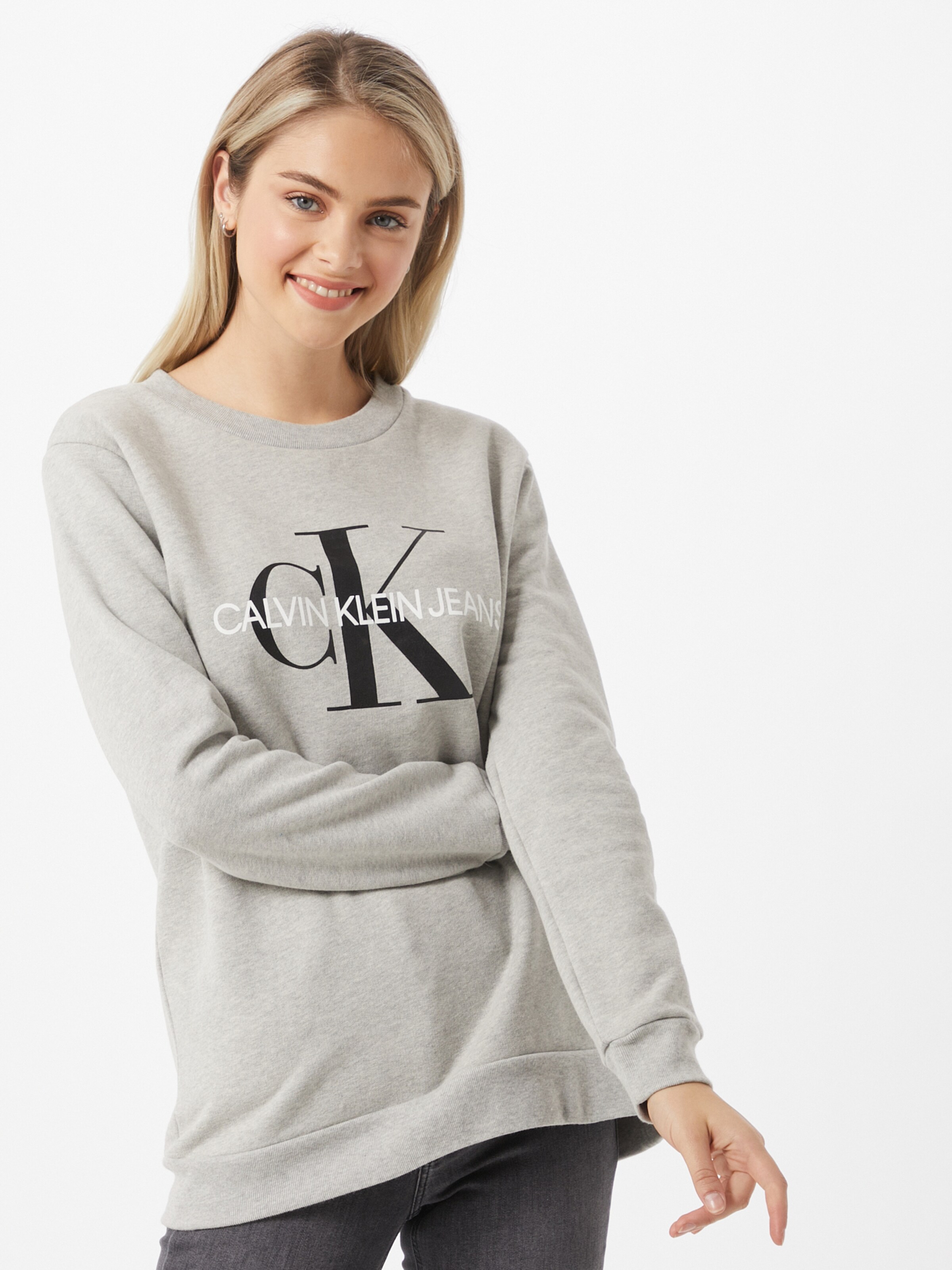 Frauen Sweat Calvin Klein Jeans Sweatshirt in Graumeliert - UE93295