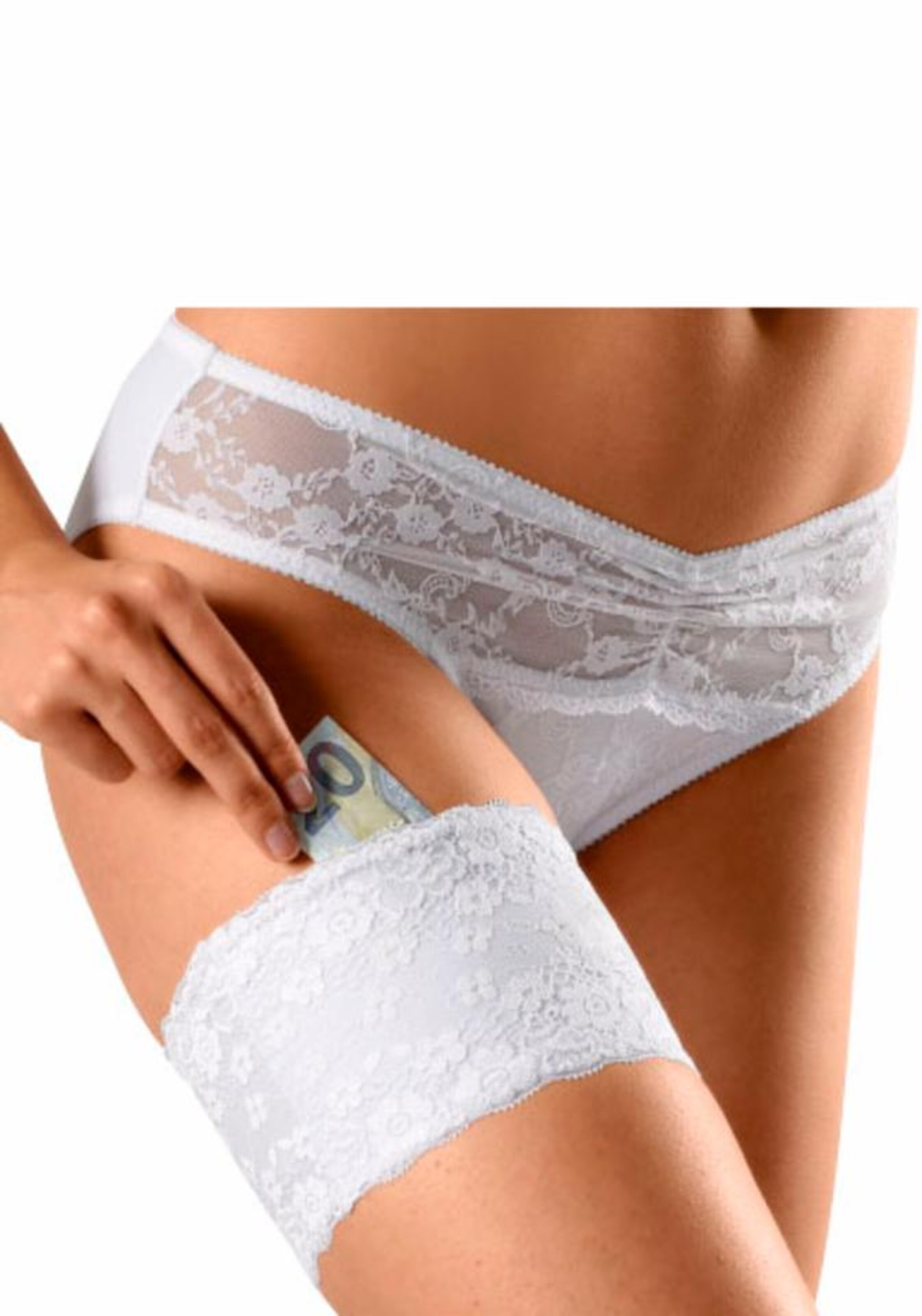 LASCANA - Dekoratives Strumpfband in weiß