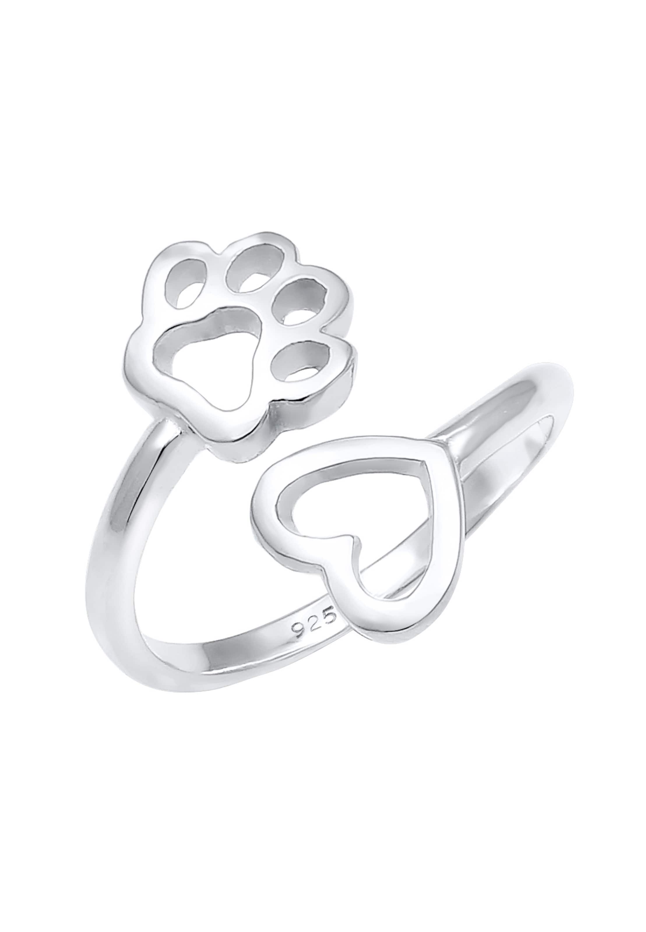 Nenalina Ring 'Herz, Pfote' in Silber: Vorderseite