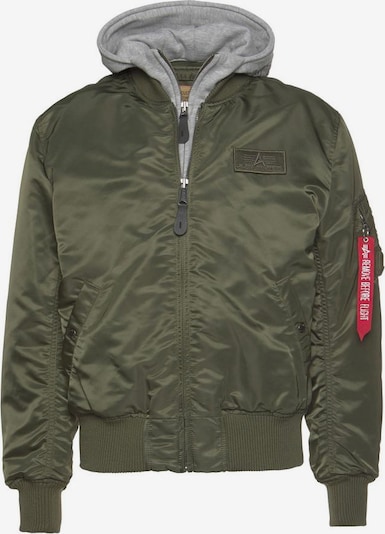 ALPHA INDUSTRIES Jacke 'MA-1 D-Tec' in graumeliert / oliv / rot / weiß, Produktansicht