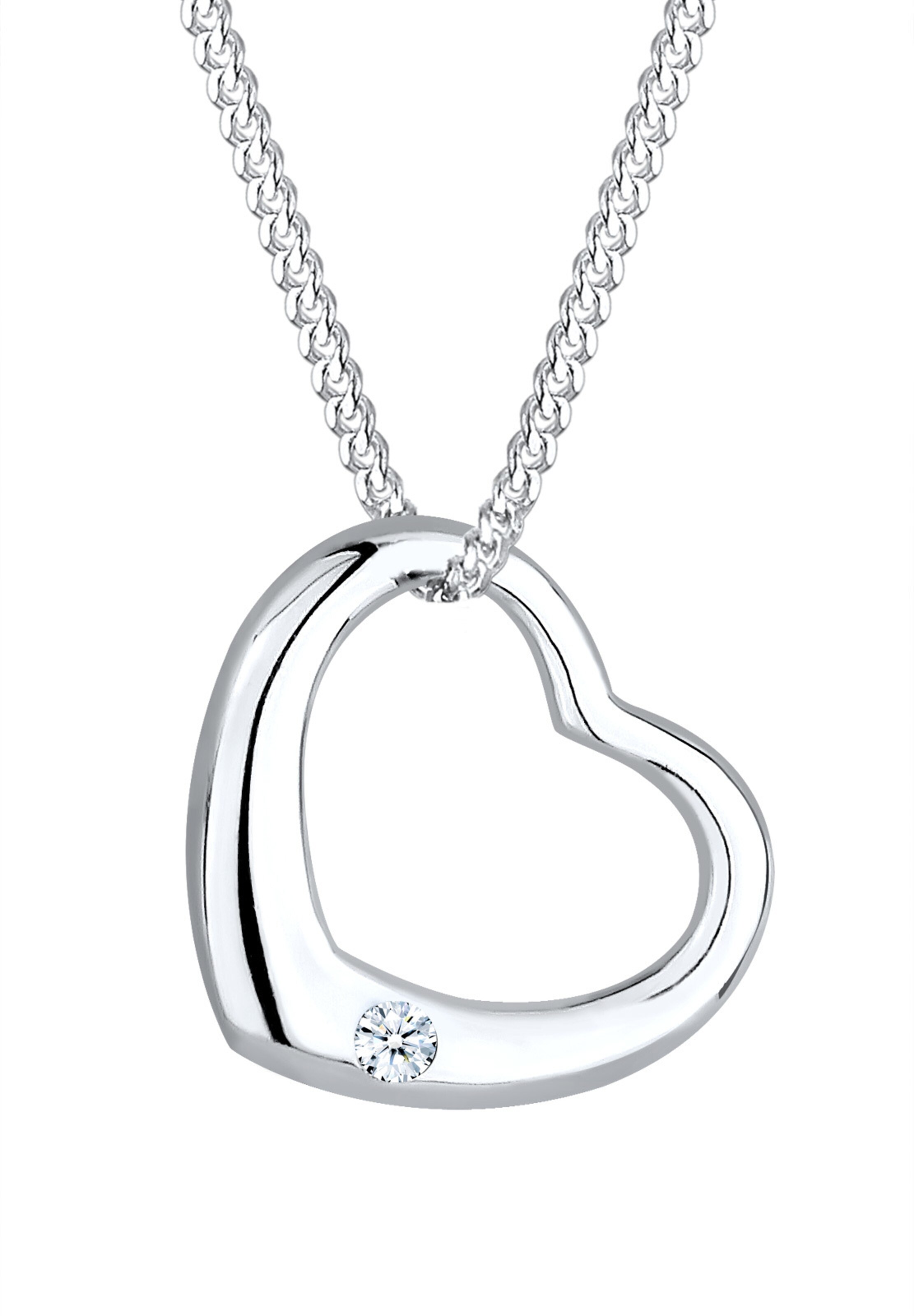 Elli DIAMONDS Ketting 'Herz' in Zilver