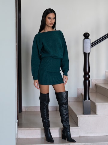 Green Knit Dress Look