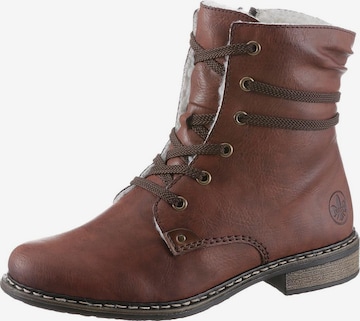 Rieker Lace-Up Ankle Boots in Brown: front