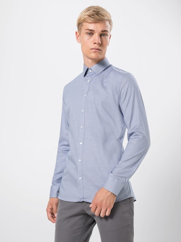 OLYMP Slim fit Business Shirt 'No. 6 Faux' in Blue: front