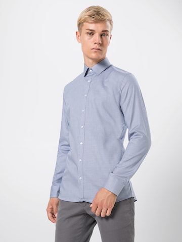 OLYMP Přiléhavý střih Společenská košile 'No. 6 Faux' – modrá: přední strana