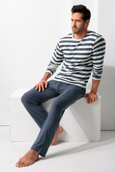H.I.S Dolga pižama | mornarska / bela barva, Prikaz izdelka