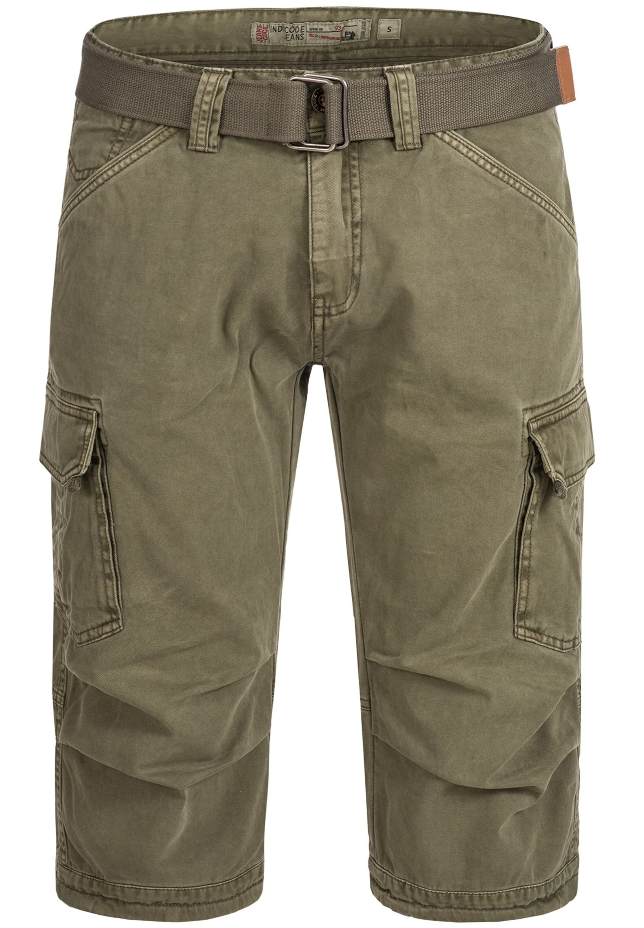 INDICODE JEANS Cargo trousers 'Nicolas Check' in Green: front