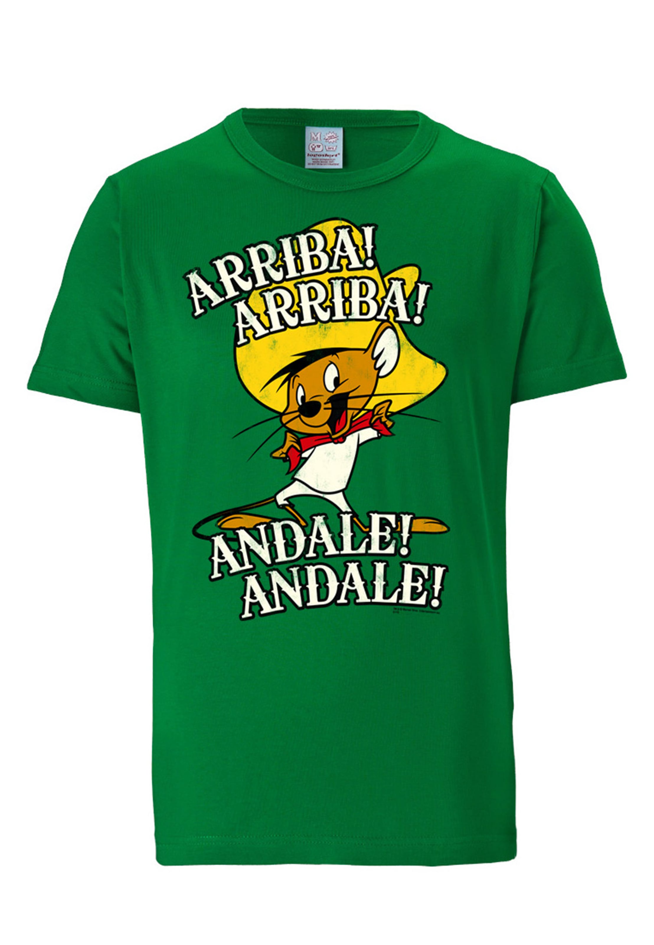 LOGOSHIRT T-shirt 'Looney Tunes Arriba! Andale!' i grön: framsida