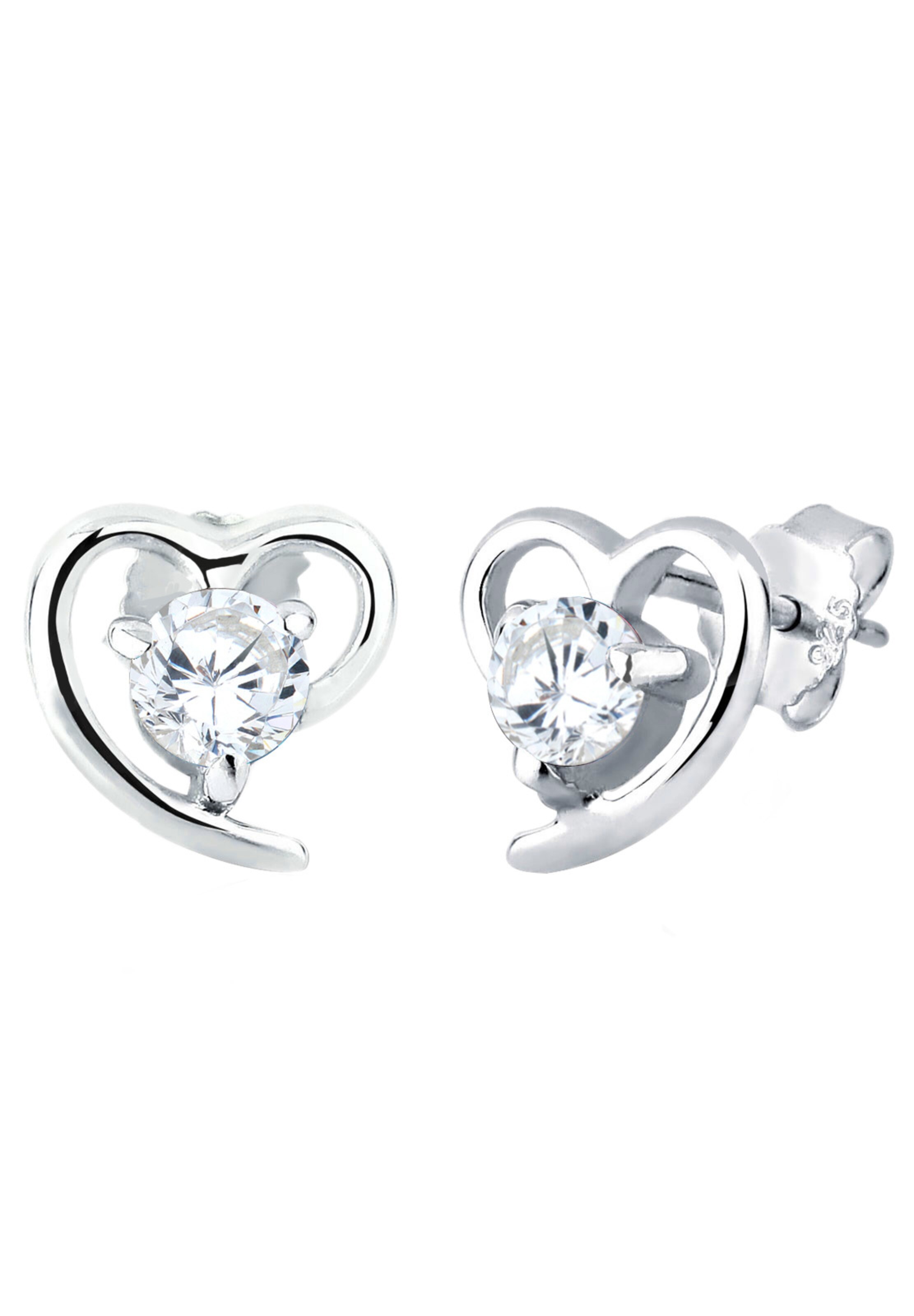 ELLI Ohrringe 'Herz' in Silber: Vorderseite
