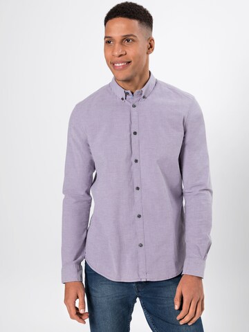 Coupe regular Chemise TOM TAILOR en violet : devant