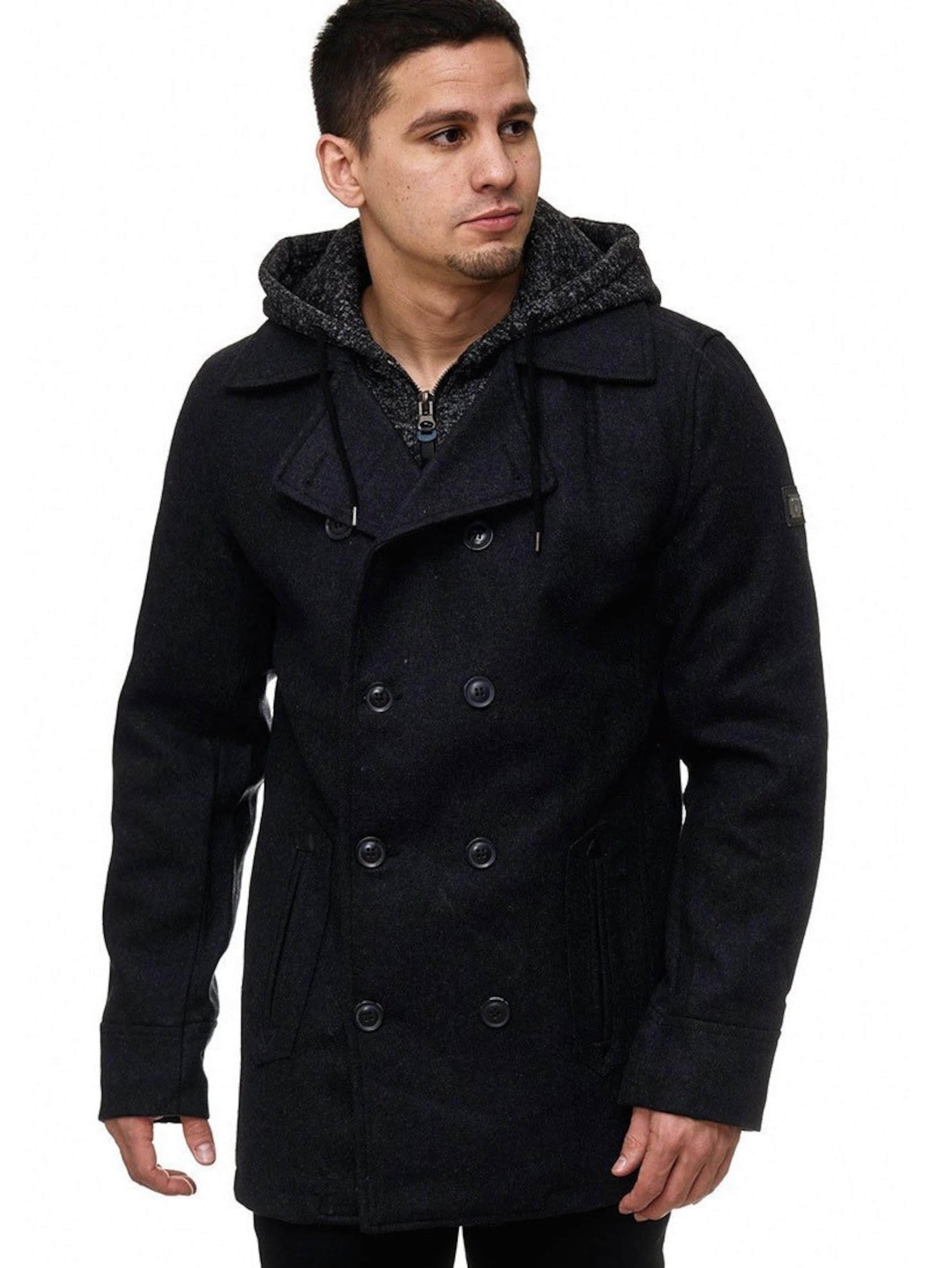 INDICODE JEANS Wollmäntel 'Cliff' in Schwarz: Vorderseite