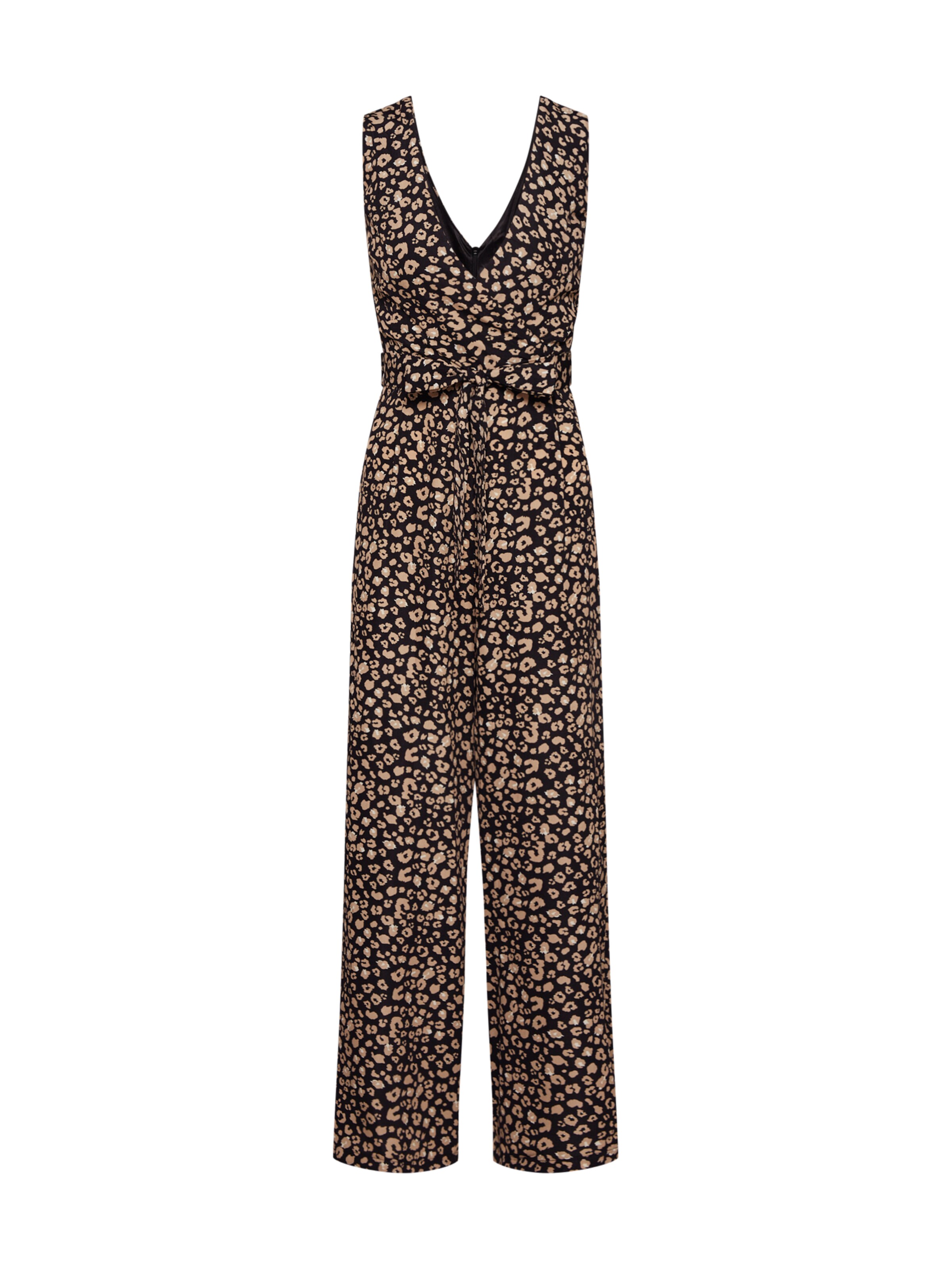 Mela London - Jumpsuit 'LEOPARD PRINT V NECK JUMPSUIT' in de kleur Beige