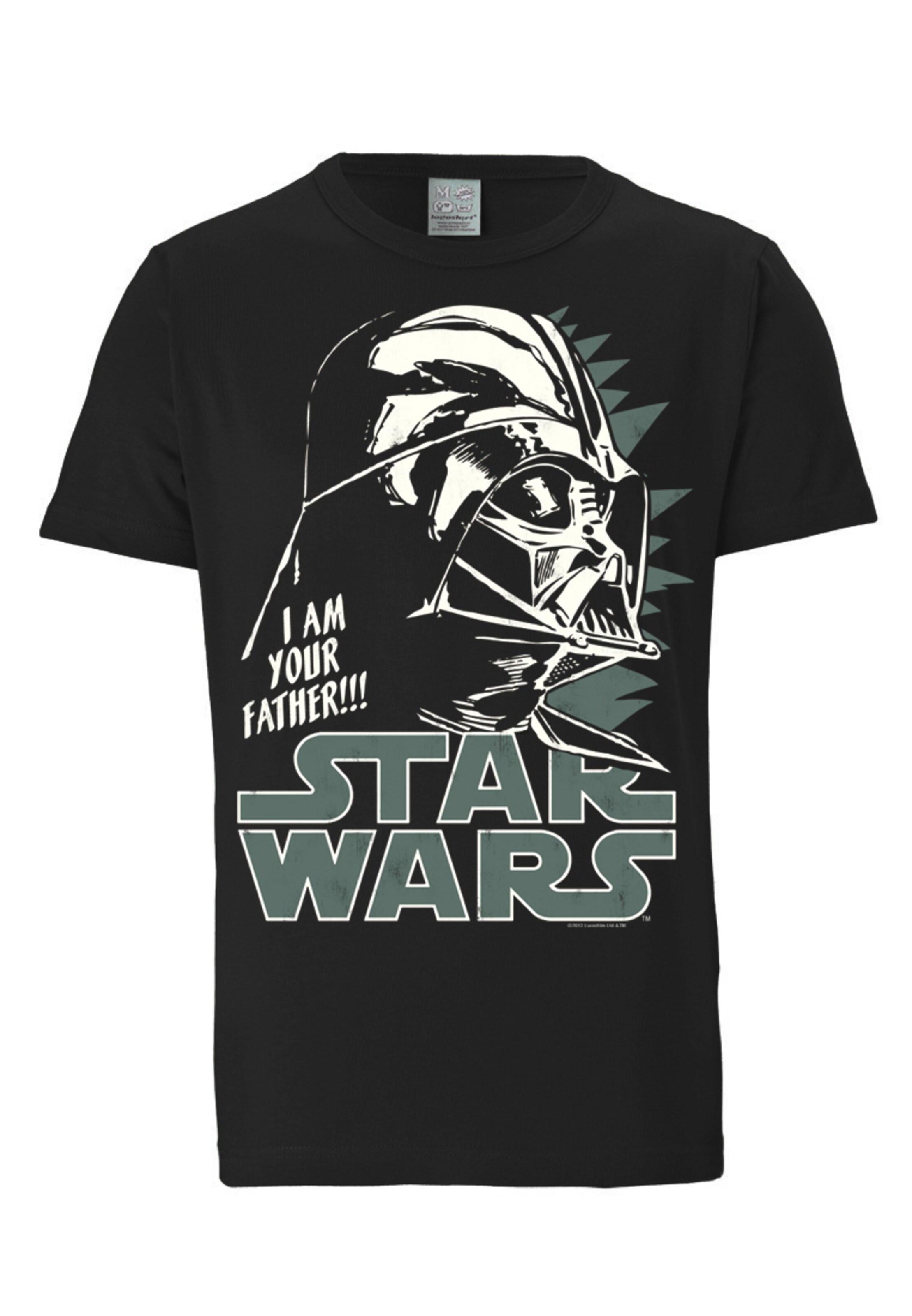 LOGOSHIRT Shirt 'Darth Vader' in Black: front