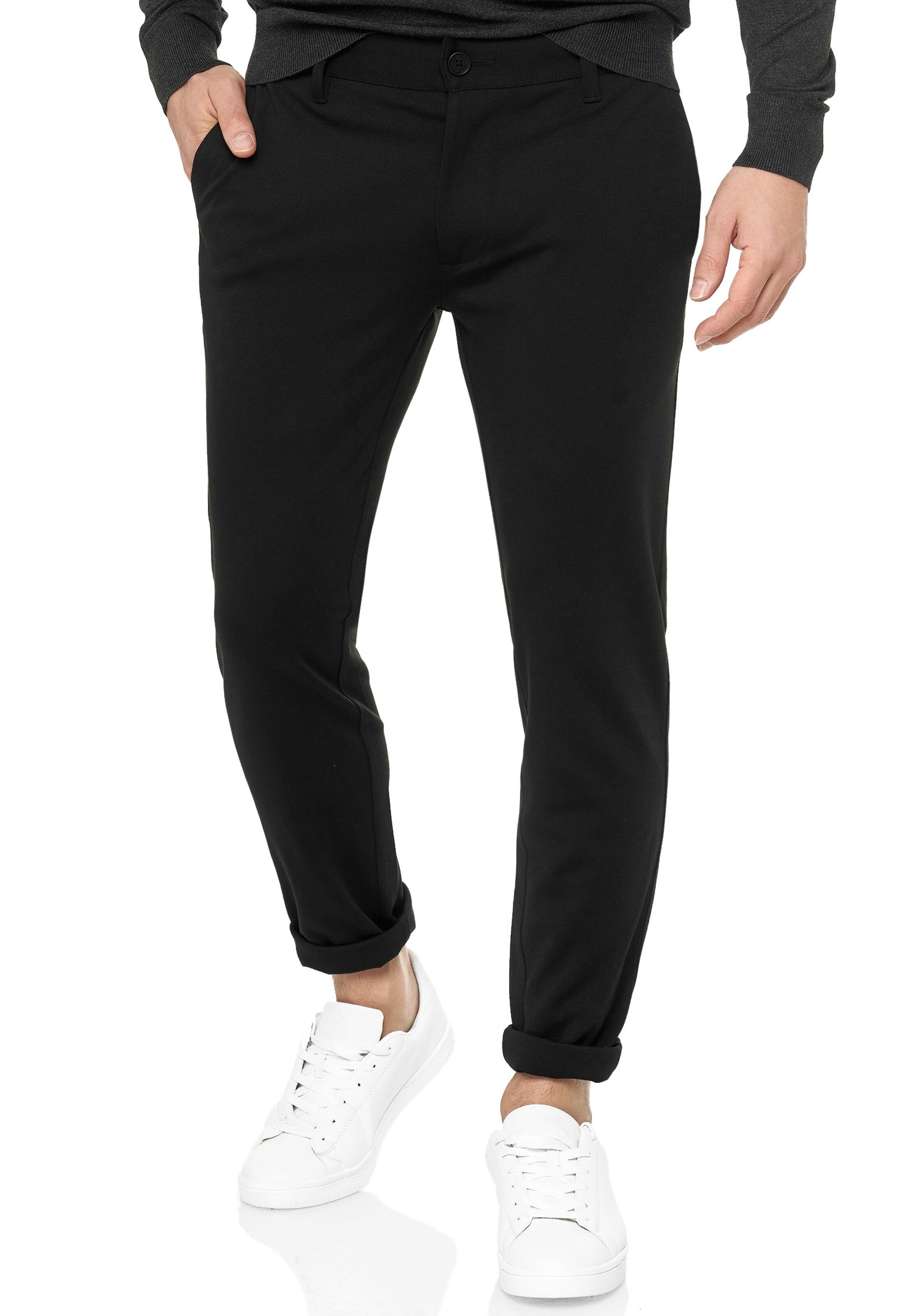 Coupe slim Pantalon 'Rodekro' INDICODE JEANS en noir : devant