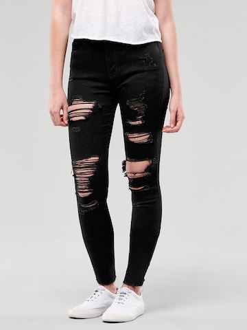 HOLLISTERSkinny Traperice - crna boja: prednji dio