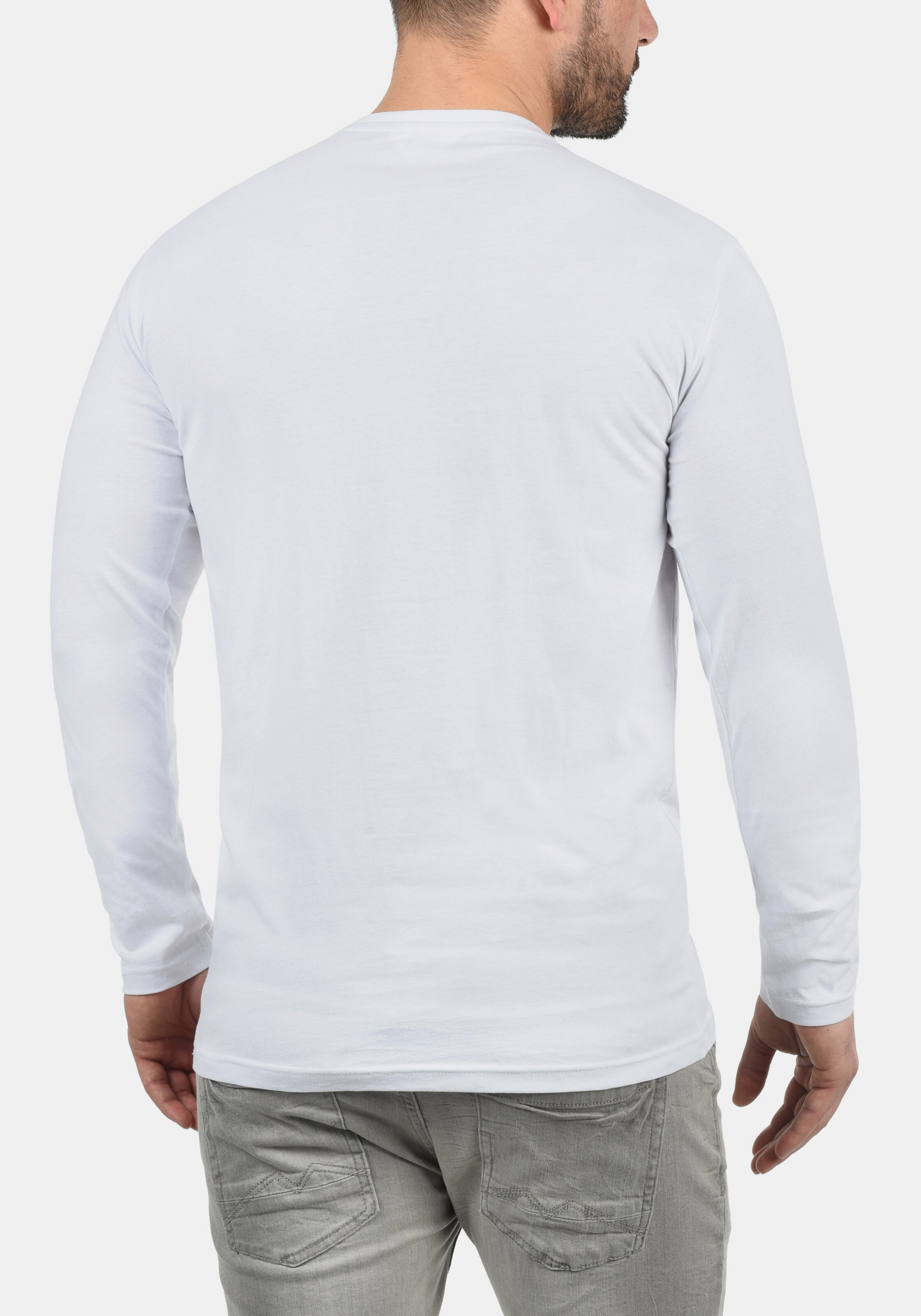 Männer Große Größen  Solid Langarmshirt 'Beda' in Weiß - HC02547