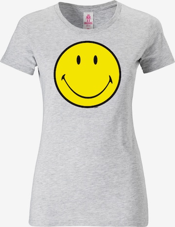 LOGOSHIRT Shirt 'Smiley Face' in Grijs: voorkant