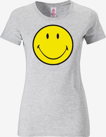 LOGOSHIRT T-Shirt 'Smiley Face' in Grau: predná strana