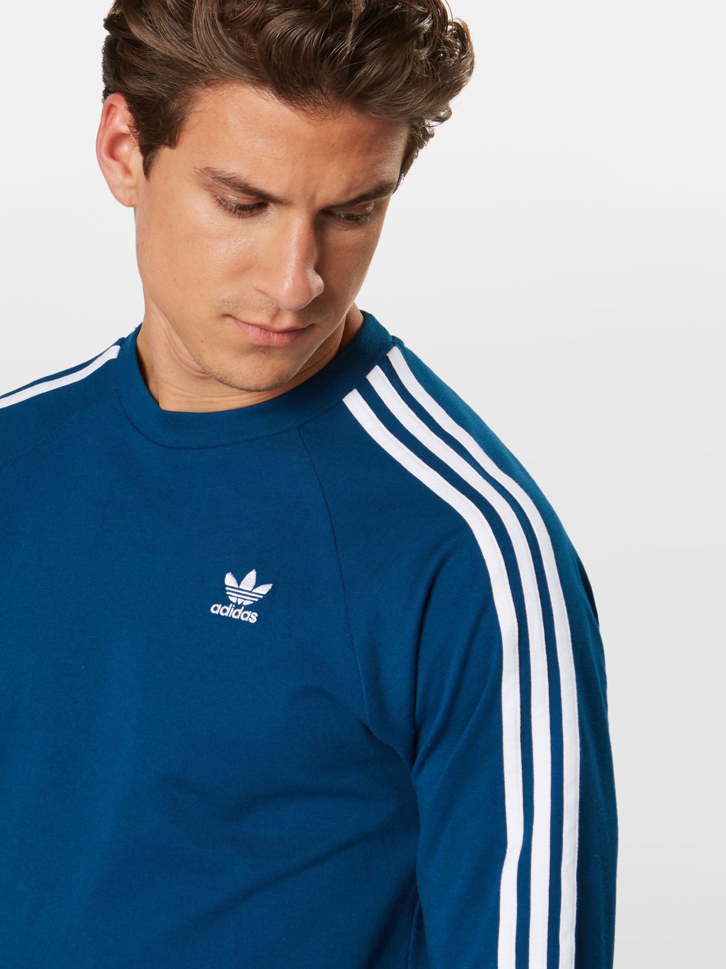 adidas originals 3 STRIPES LS T Shirt blue bei