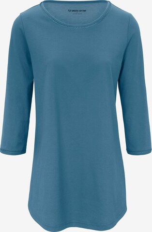 Green Cotton Shirt in Blue: front