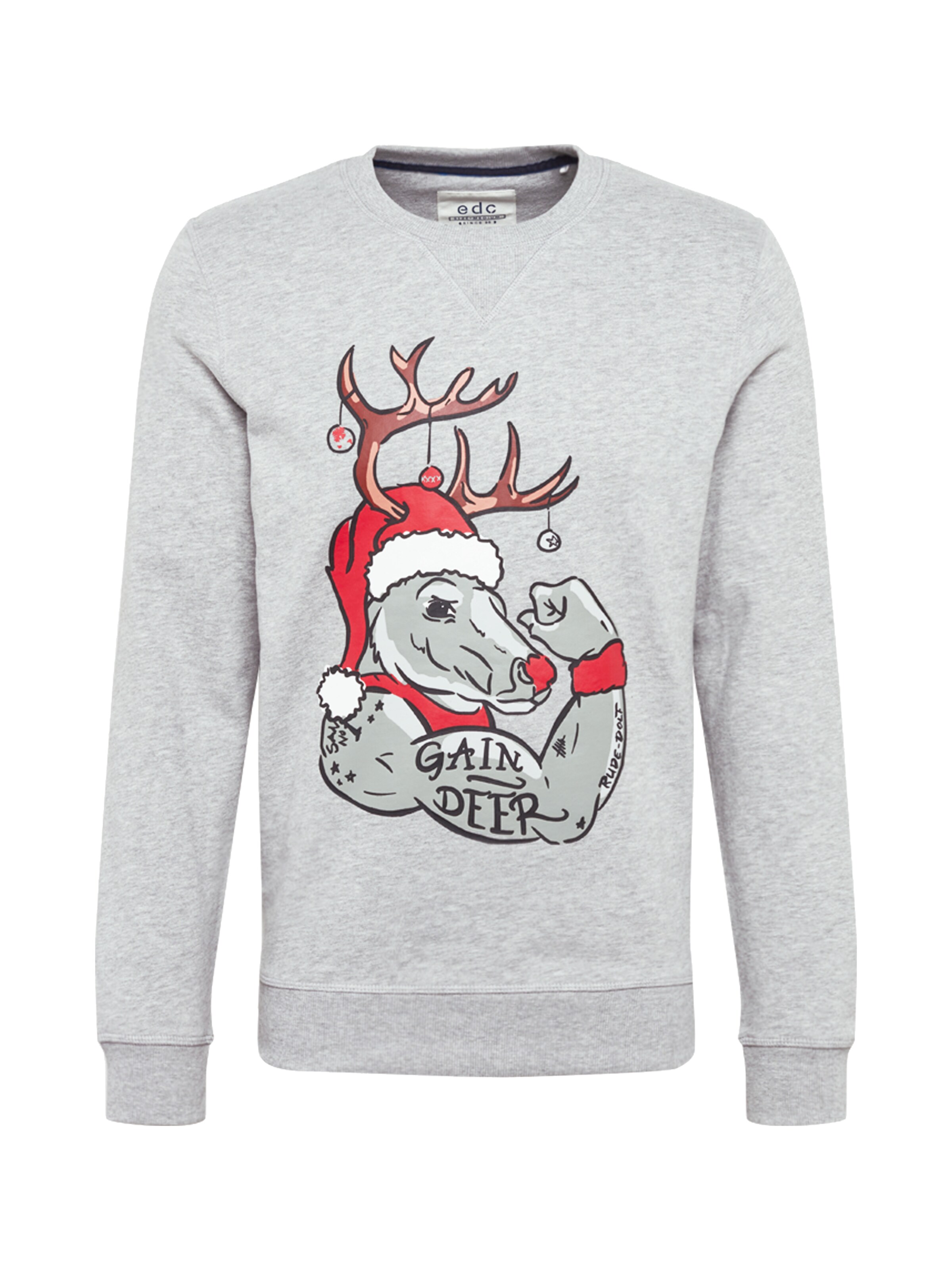 EDC BY ESPRIT - Sweatshirt 'Rudedo' in de kleur Grijs gemêleerd