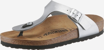BIRKENSTOCK T-bar sandals 'Gizeh' in Silver: front