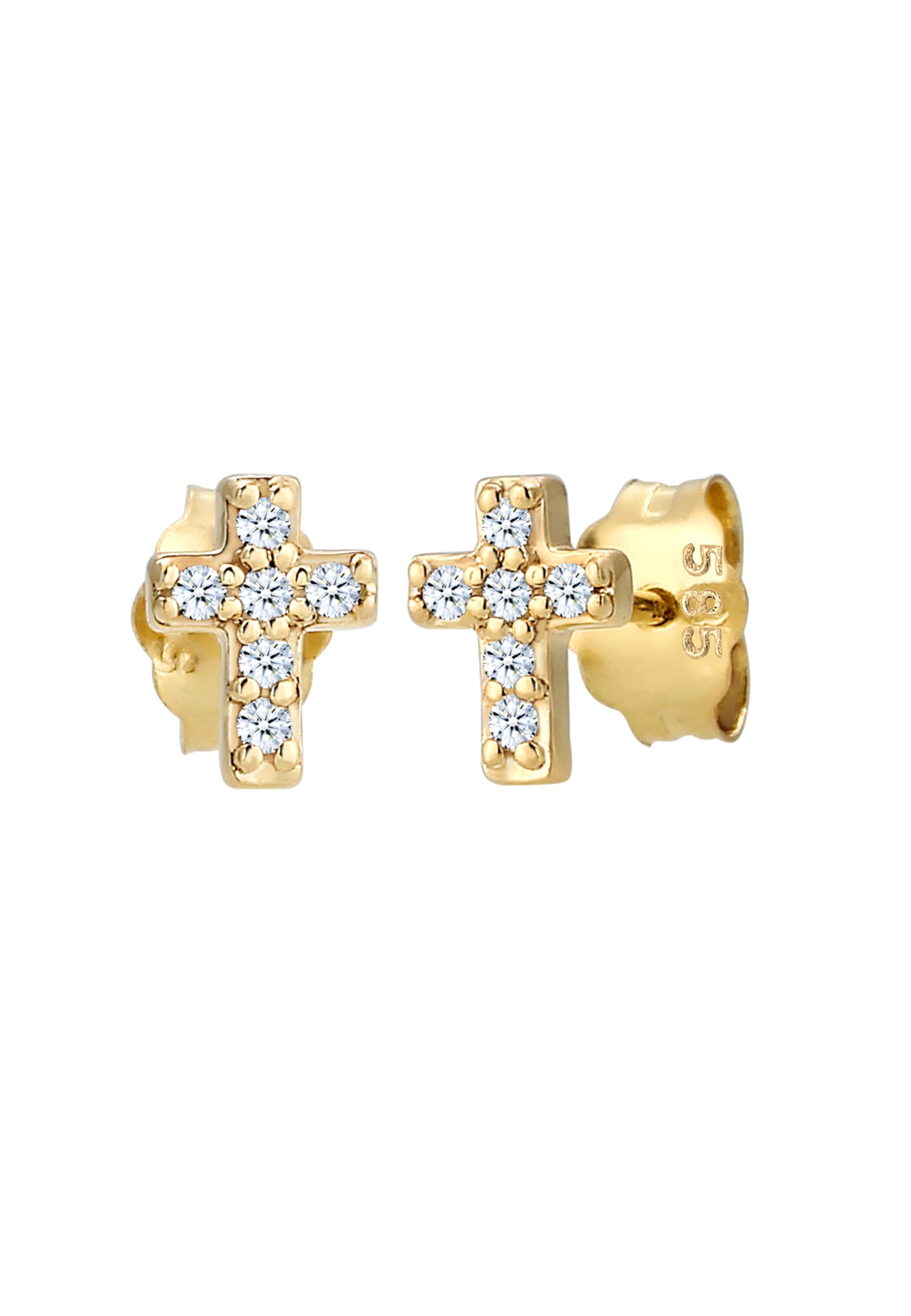 Elli DIAMONDS Ohrringe 'Kreuz' in Gold: Vorderseite