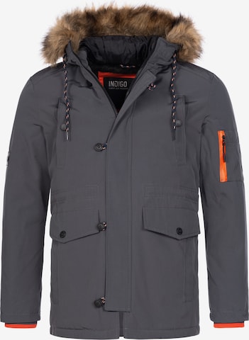 INDICODE JEANS Winterparka 'Leicester' in Grijs: voorkant