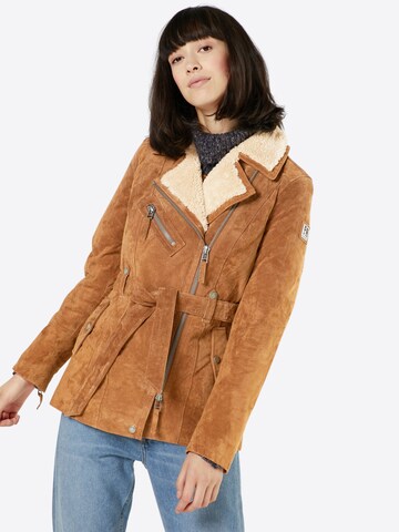 FREAKY NATION Lederjacke 'Modern Times' in Beige: Vorderseite