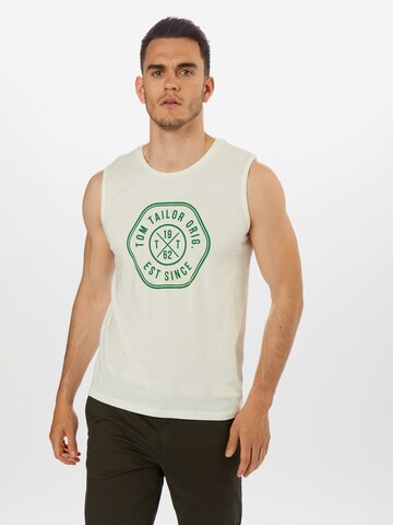 Coupe regular T-Shirt TOM TAILOR en beige : devant