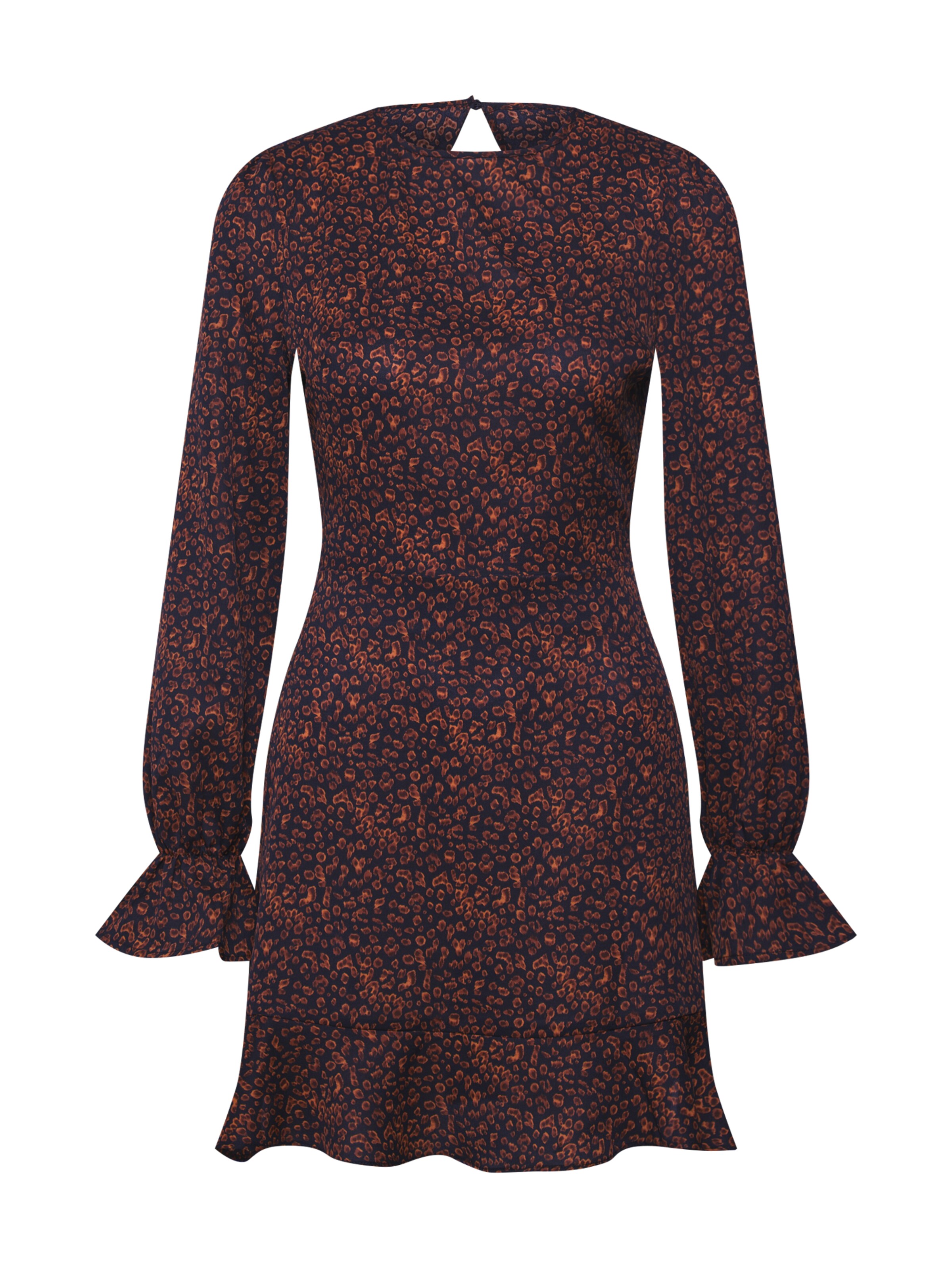 Missguided - Jurk 'Leopard Print Open Back Frill' in de kleur Zwart