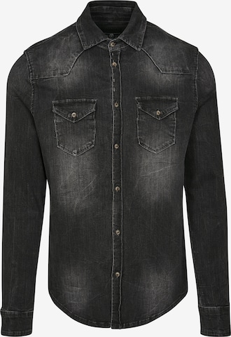 Brandit Regular fit Button Up Shirt 'Riley' in Black: front