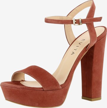 EVITA Strap Sandals 'Stefania' in Brown: front