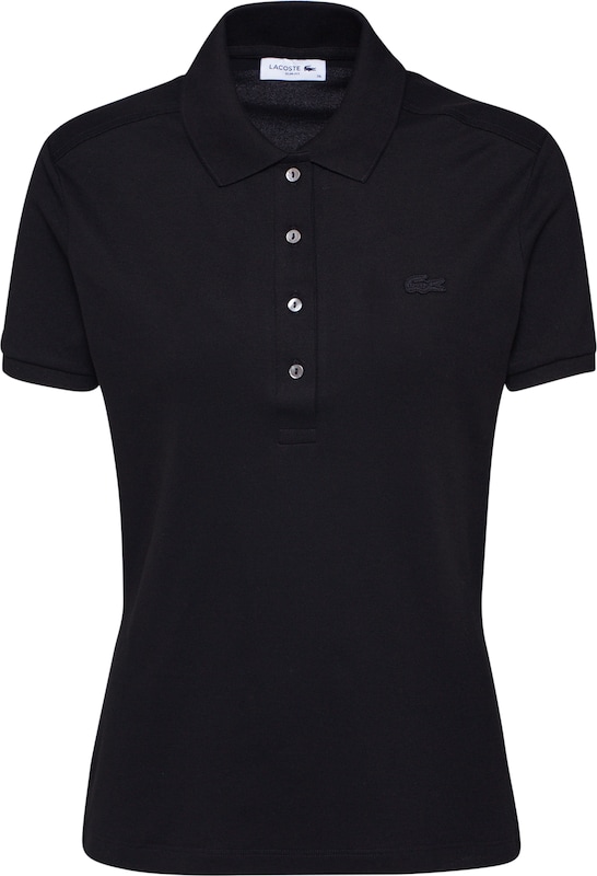 LACOSTE Poloshirt 'CHEMISE COL BORD-COTES MA' in Schwarz
