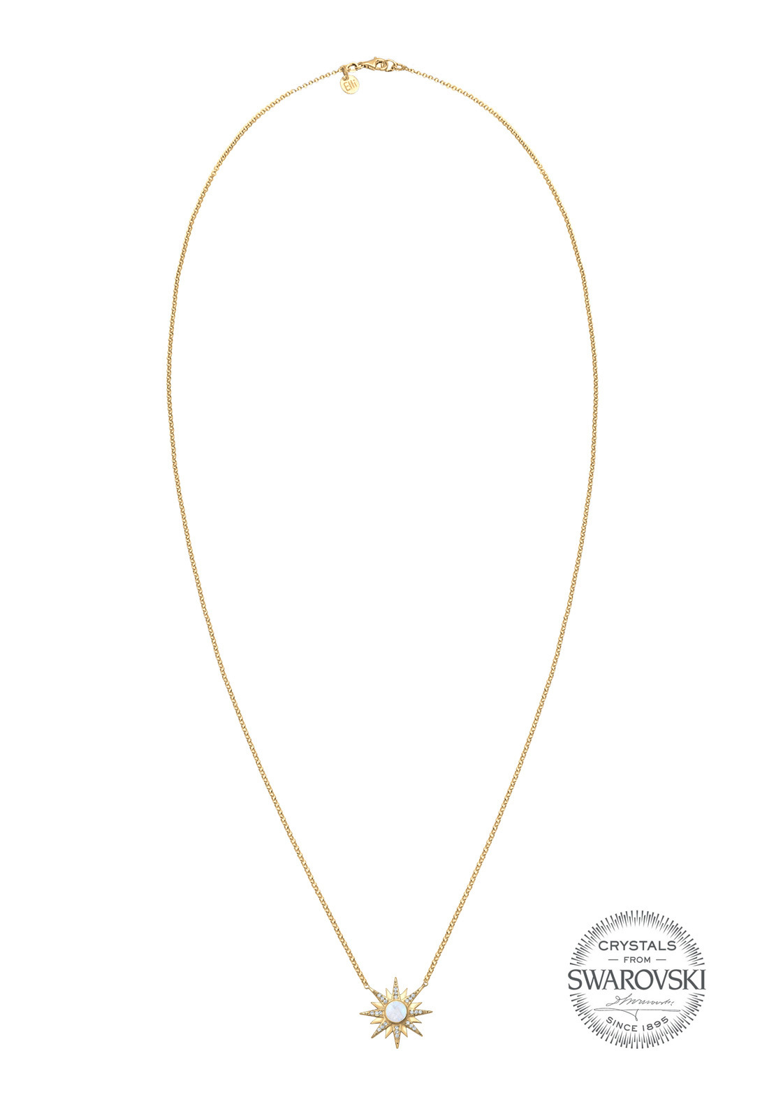 ELLI PREMIUM Halskette Sonne, Symbol in Himmelblau, Gold 