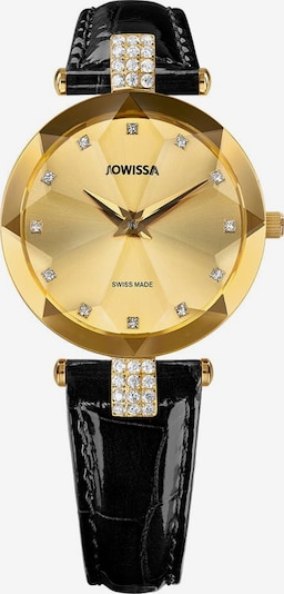 JOWISSA Quarzuhr 'Facet Strass' Swiss Ladies Watch in de kleur Goud / Zwart, Productweergave