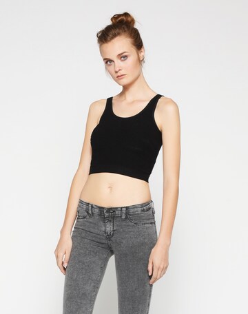 JUST FEMALE Bustier-Top 'Grease' in Schwarz: Vorderseite